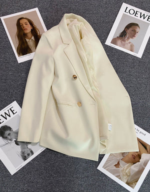 2025 spring and summer new Korean style high - end British style double - breasted suit jacket - Negative Apparel