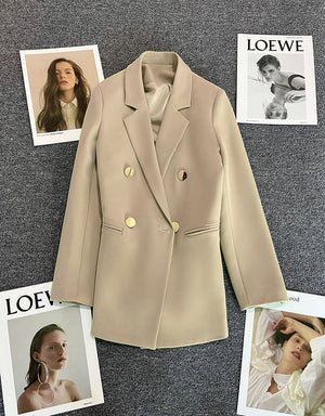 2025 spring and summer new Korean style high - end British style double - breasted suit jacket - Negative Apparel