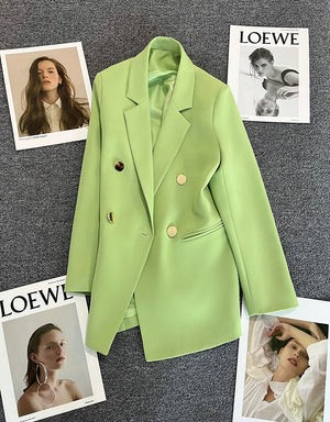 2025 spring and summer new Korean style high - end British style double - breasted suit jacket - Negative Apparel