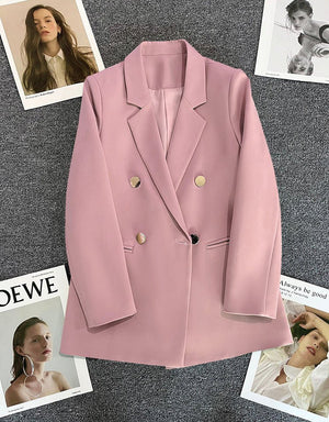2025 spring and summer new Korean style high - end British style double - breasted suit jacket - Negative Apparel