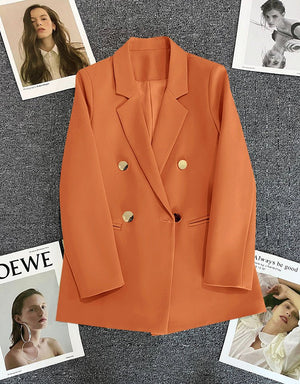 2025 spring and summer new Korean style high - end British style double - breasted suit jacket - Negative Apparel