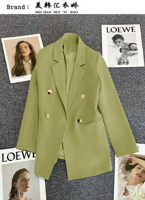 2025 spring and summer new Korean style high - end British style double - breasted suit jacket - Negative Apparel