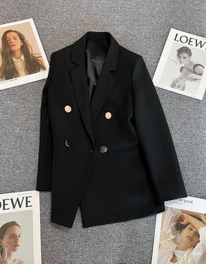 2025 spring and summer new Korean style high - end British style double - breasted suit jacket - Negative Apparel