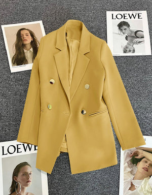 2025 spring and summer new Korean style high - end British style double - breasted suit jacket - Negative Apparel