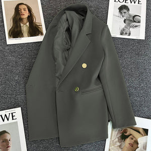 2025 spring and summer new Korean style high - end British style double - breasted suit jacket - Negative Apparel