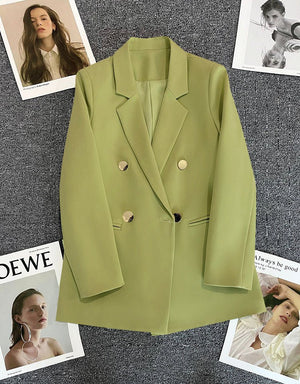 2025 spring and summer new Korean style high - end British style double - breasted suit jacket - Negative Apparel