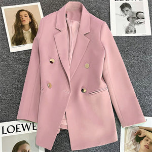 2025 spring and summer new Korean style high - end British style double - breasted suit jacket - Negative Apparel
