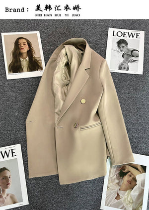 2025 spring and summer new Korean style high - end British style double - breasted suit jacket - Negative Apparel