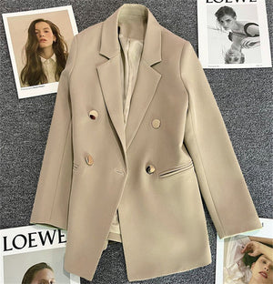 2025 spring and summer new Korean style high - end British style double - breasted suit jacket - Negative Apparel