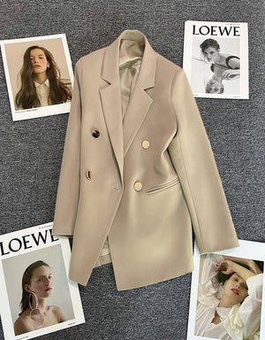 2025 spring and summer new Korean style high - end British style double - breasted suit jacket - Negative Apparel