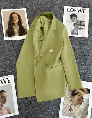 2025 spring and summer new Korean style high - end British style double - breasted suit jacket - Negative Apparel