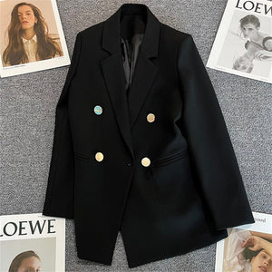 2025 spring and summer new Korean style high - end British style double - breasted suit jacket - Negative Apparel