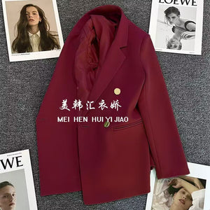 2025 spring and summer new Korean style high - end British style double - breasted suit jacket - Negative Apparel