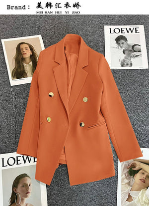 2025 spring and summer new Korean style high - end British style double - breasted suit jacket - Negative Apparel