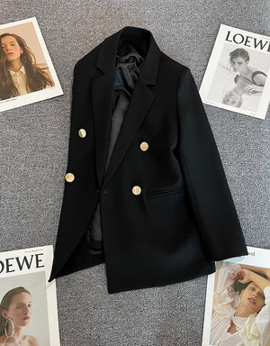 2025 spring and summer new Korean style high - end British style double - breasted suit jacket - Negative Apparel