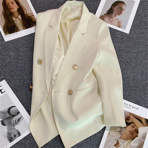 2025 spring and summer new Korean style high - end British style double - breasted suit jacket - Negative Apparel