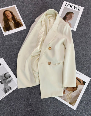 2025 spring and summer new Korean style high - end British style double - breasted suit jacket - Negative Apparel