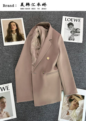 2025 spring and summer new Korean style high - end British style double - breasted suit jacket - Negative Apparel