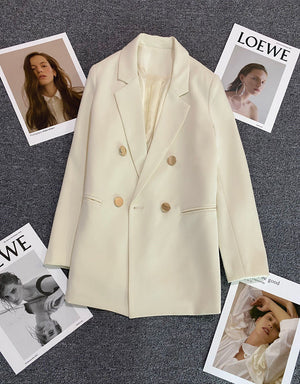 2025 spring and summer new Korean style high - end British style double - breasted suit jacket - Negative Apparel