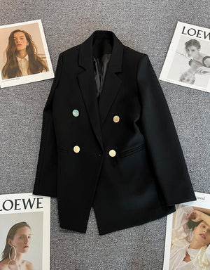 2025 spring and summer new Korean style high - end British style double - breasted suit jacket - Negative Apparel