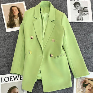 2025 spring and summer new Korean style high - end British style double - breasted suit jacket - Negative Apparel