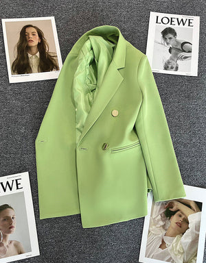 2025 spring and summer new Korean style high - end British style double - breasted suit jacket - Negative Apparel