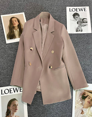 2025 spring and summer new Korean style high - end British style double - breasted suit jacket - Negative Apparel