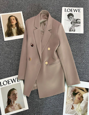 2025 spring and summer new Korean style high - end British style double - breasted suit jacket - Negative Apparel