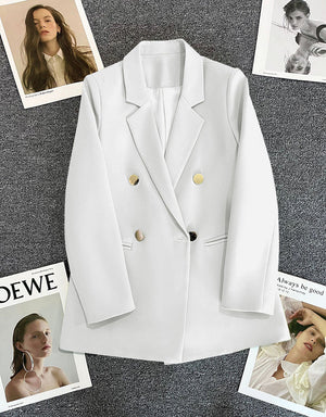 2025 spring and summer new Korean style high - end British style double - breasted suit jacket - Negative Apparel