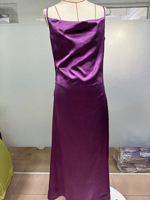 2025 spring and summer new satin suspenders deep V - neck slim fashion solid color dress - Negative Apparel