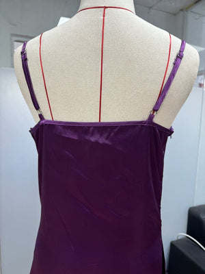 2025 spring and summer new satin suspenders deep V - neck slim fashion solid color dress - Negative Apparel