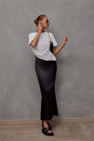 2025 Spring and Summer New Simulation Silk Skirt Fishtail Satin Hip Skirt - Negative Apparel