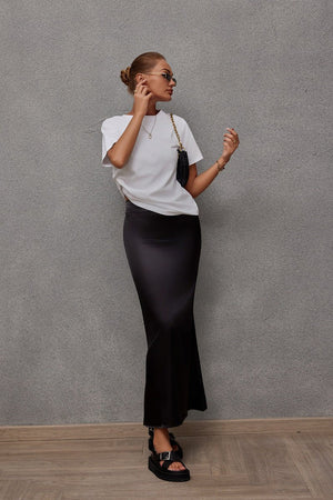 2025 Spring and Summer New Simulation Silk Skirt Fishtail Satin Hip Skirt - Negative Apparel