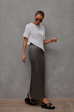 2025 Spring and Summer New Simulation Silk Skirt Fishtail Satin Hip Skirt - Negative Apparel
