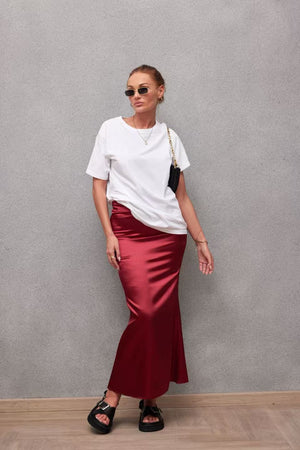 2025 Spring and Summer New Simulation Silk Skirt Fishtail Satin Hip Skirt - Negative Apparel