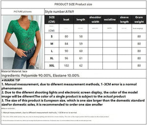 2025 spring and summer new women's solid color sexy lace V - neck short - sleeved lace bottoming shirt - Negative Apparel