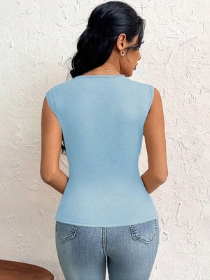 2025 spring and summer oblique collar slim short solid color top - Negative Apparel