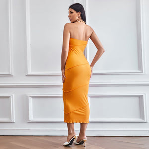 2025 spring and summer sxy tube top bodycon solid color dress beach long skirt dress - Negative Apparel