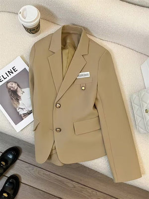 2025 spring design sense college style casual street suit black short suit jacket - Negative Apparel