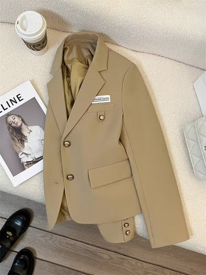 2025 spring design sense college style casual street suit black short suit jacket - Negative Apparel