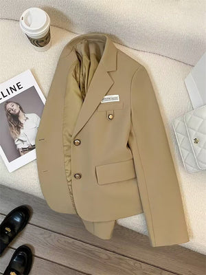 2025 spring design sense college style casual street suit black short suit jacket - Negative Apparel