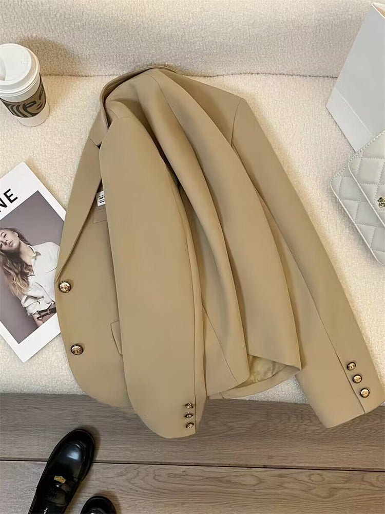 2025 spring design sense college style casual street suit black short suit jacket - Negative Apparel