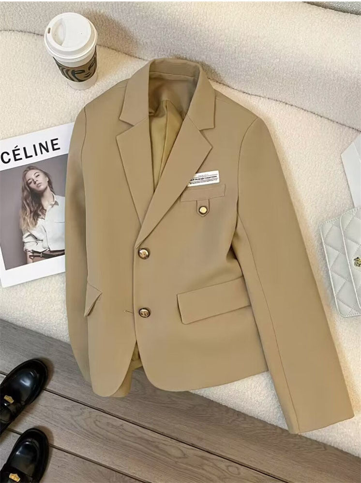 2025 spring design sense college style casual street suit black short suit jacket - Negative Apparel