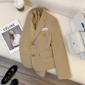 2025 spring design sense college style casual street suit black short suit jacket - Negative Apparel