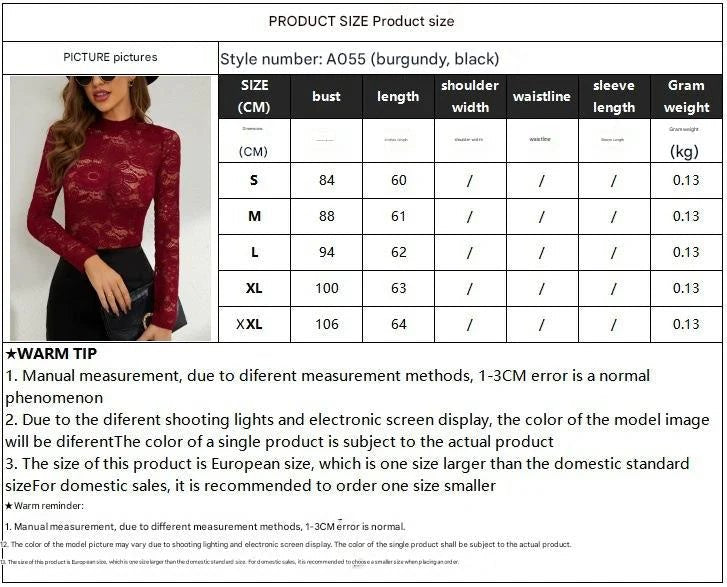 2025 spring fashion versatile fashion sexy lace thin outer wear T-shirt long sleeve bottoming shirt - Negative Apparel