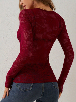 2025 spring new sxy single - layer floral lace fan - shaped decorative blouse tops for women - Negative Apparel