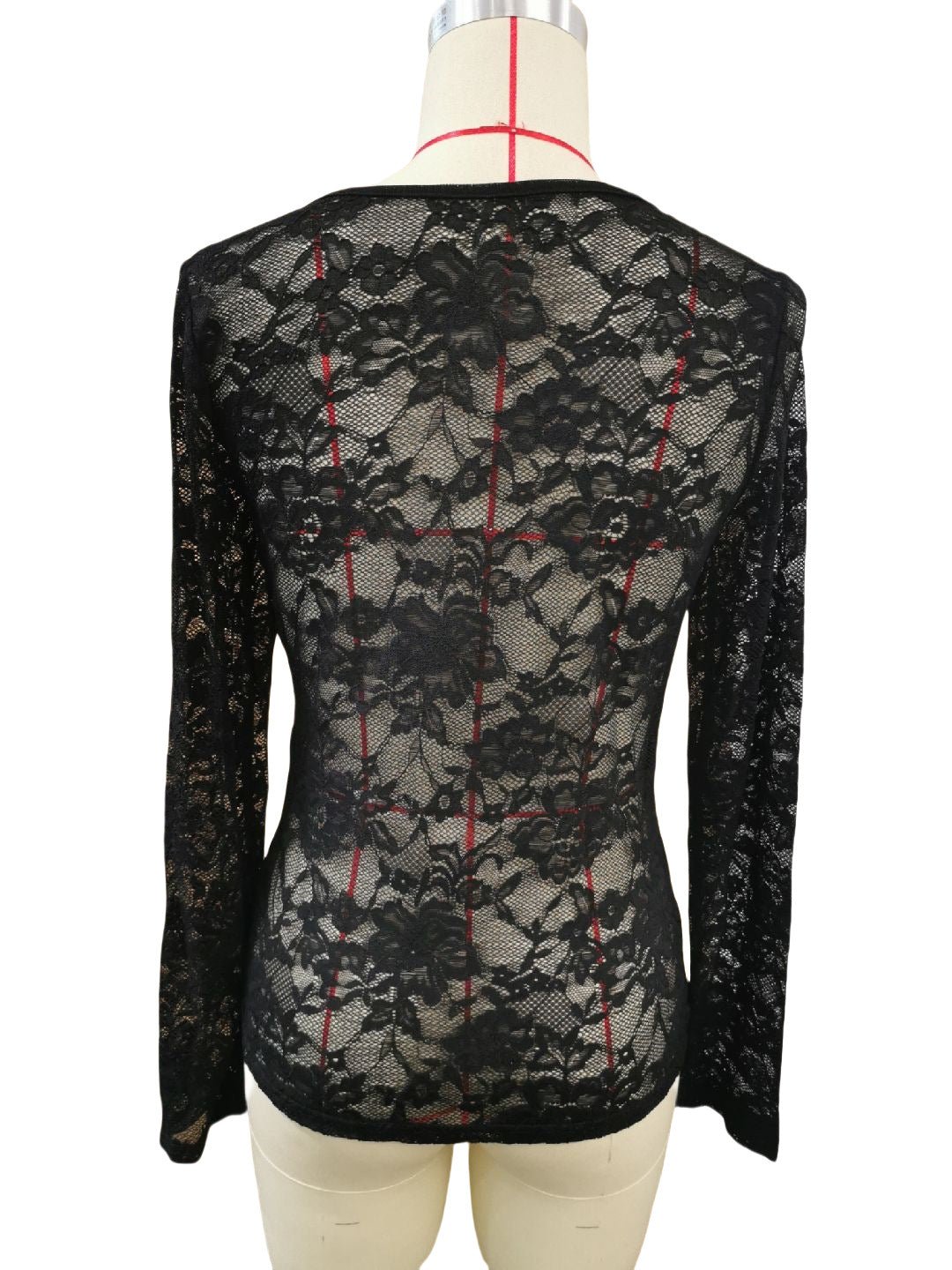 2025 spring new sxy single - layer floral lace fan - shaped decorative blouse tops for women - Negative Apparel