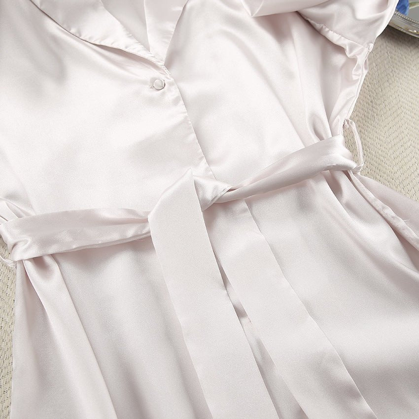 2025 Spring Nightgown Loose and Comfortable Trousers Silk Casual Ladies French Suit - Negative Apparel