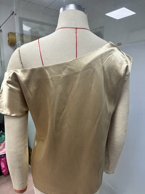 2025 Spring solid color satin imitation silk irregular oblique shoulder one - shoulder pullover sleeveless shirt - Negative Apparel