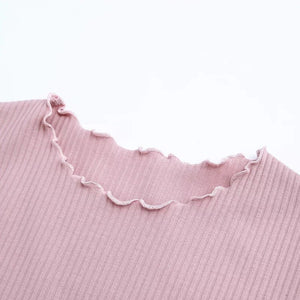 2025 Summer American Style Fashion Retro Ruffle Edge Slim Short Sleeve T-shirt - Negative Apparel